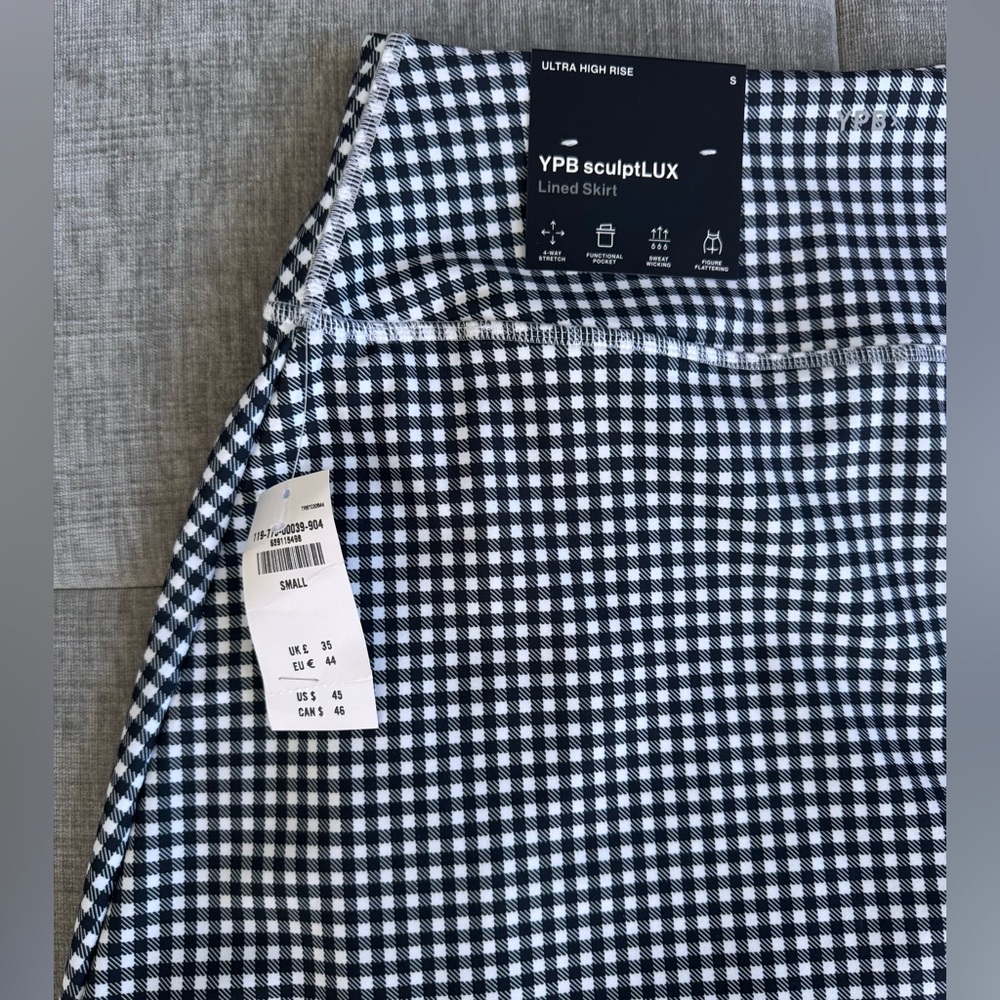 NWT Abercrombie YPB sculptLUX High Rise Lined Wrap Skirt,Black/White Gingham, S - Picture 5 of 10